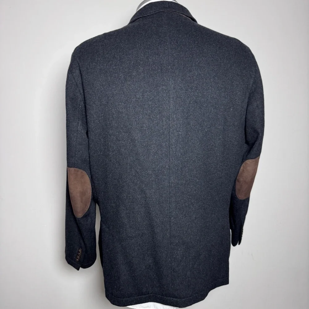 Cremieux‎ Blazer Mens XXL Charcoal Gray Solid Wool Elbow Patches Sport Coat